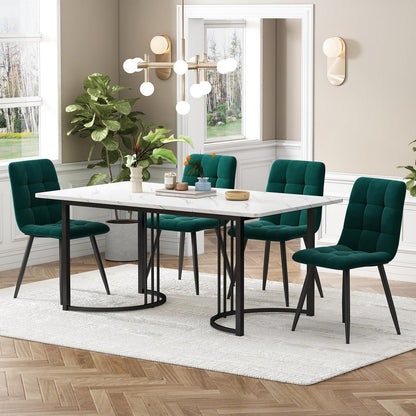 Essgruppe 5-tlg. Modernes Esszimmer-Set mit Samtstühlen