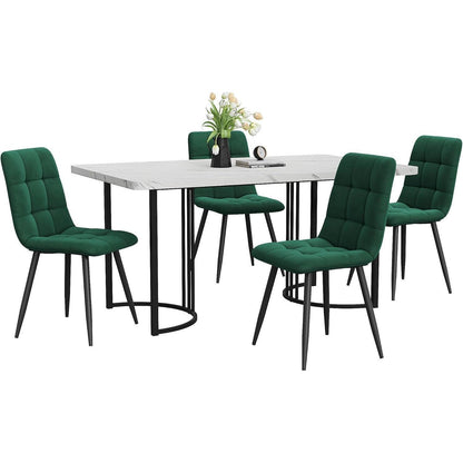 Essgruppe 5-tlg. Modernes Esszimmer-Set mit Samtstühlen