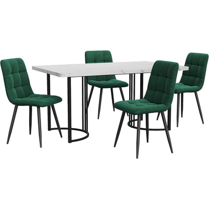 Essgruppe 5-tlg. Modernes Esszimmer-Set mit Samtstühlen