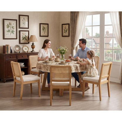 Esszimmerstühle Set 4 – Chenille & Rattan Retro Stil
