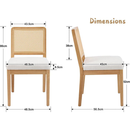 Esszimmerstühle Set 4 – Chenille & Rattan Retro Stil