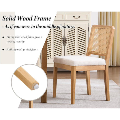 Esszimmerstühle Set 4 – Chenille & Rattan Retro Stil