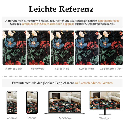 Wohnzimmerteppich 200x300cm Schwarz Grau Waschbarer Teppich Rechteckig
