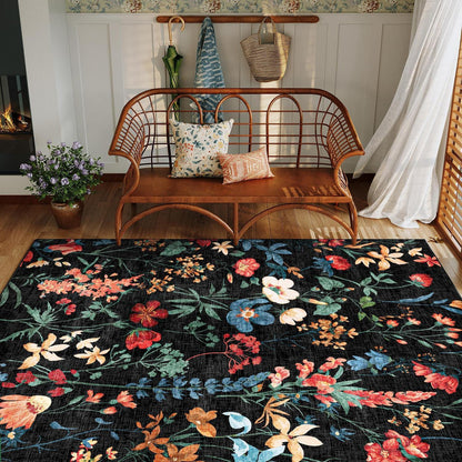 Wohnzimmerteppich 200x300cm Schwarz Grau Waschbarer Teppich Rechteckig