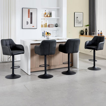 Moderner Barhocker 4er Set, höhenverstellbar & gepolstert in Lederoptik