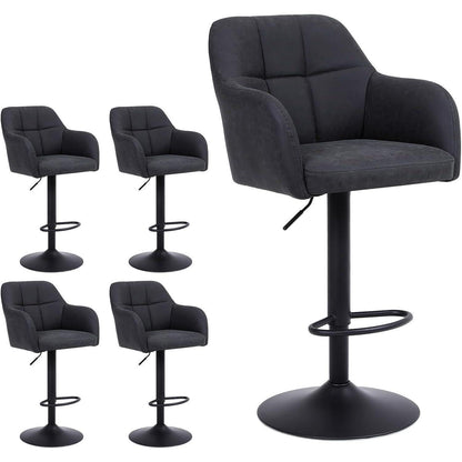 Moderner Barhocker 4er Set, höhenverstellbar & gepolstert in Lederoptik