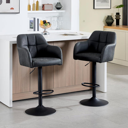 Moderner Barhocker 4er Set, höhenverstellbar & gepolstert in Lederoptik
