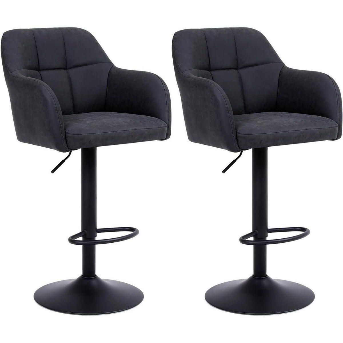 Moderner Barhocker 4er Set, höhenverstellbar & gepolstert in Lederoptik
