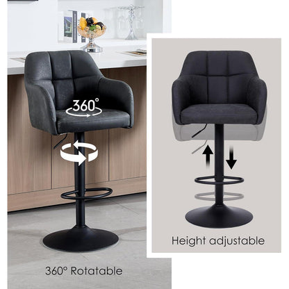 Moderner Barhocker 4er Set, höhenverstellbar & gepolstert in Lederoptik
