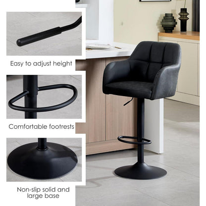 Moderner Barhocker 4er Set, höhenverstellbar & gepolstert in Lederoptik