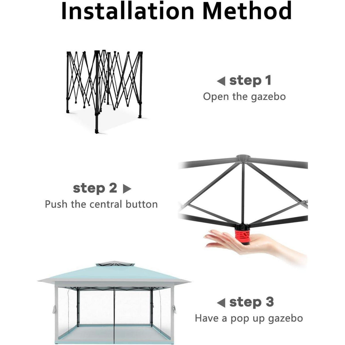 Faltpavillon 3x3m mit Moskitonetz & Seitenteilen – Wasserdicht & Stabil