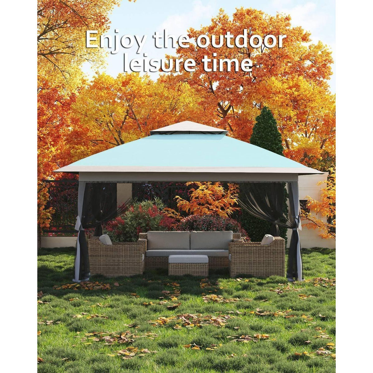 Faltpavillon 3x3m mit Moskitonetz & Seitenteilen – Wasserdicht & Stabil