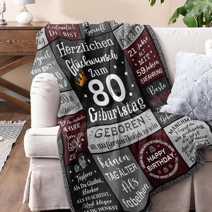 80. Geburtstag Geschenk für Mann - Kuscheldecke 200x150cm Jahrgang 1945