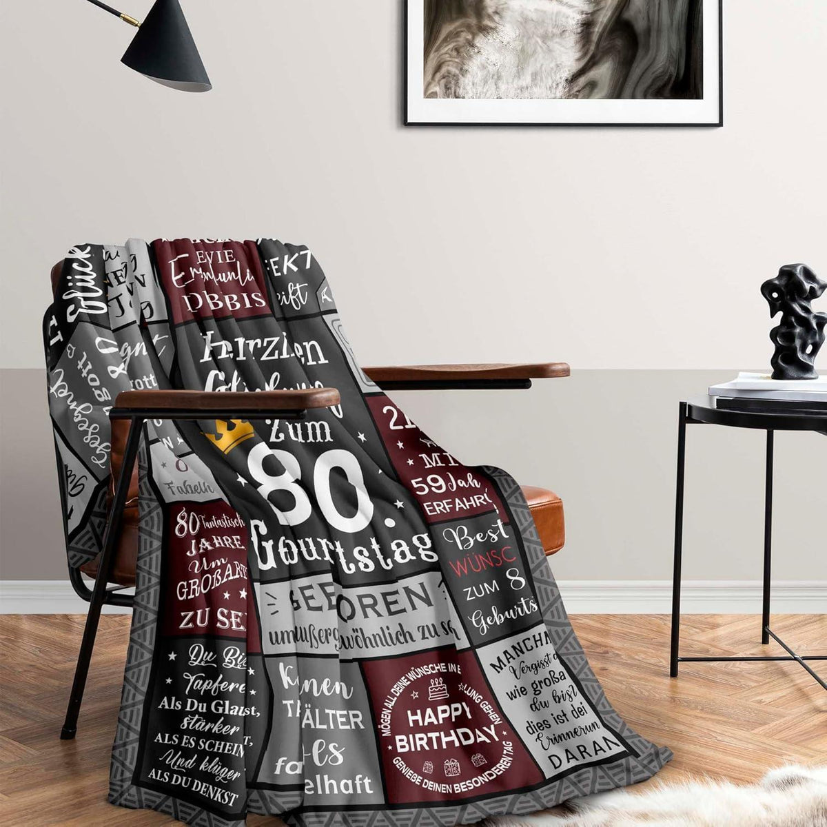 80. Geburtstag Geschenk für Mann - Kuscheldecke 200x150cm Jahrgang 1945