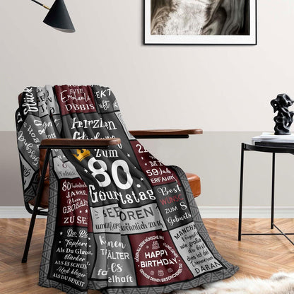 80. Geburtstag Geschenk für Mann - Kuscheldecke 200x150cm Jahrgang 1945