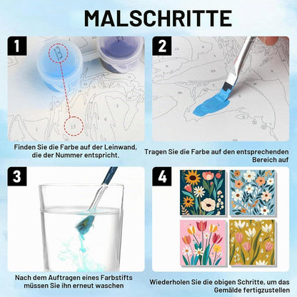 Malen nach Zahlen Set Kinder mit Rahmen – 4er Pack Tiere