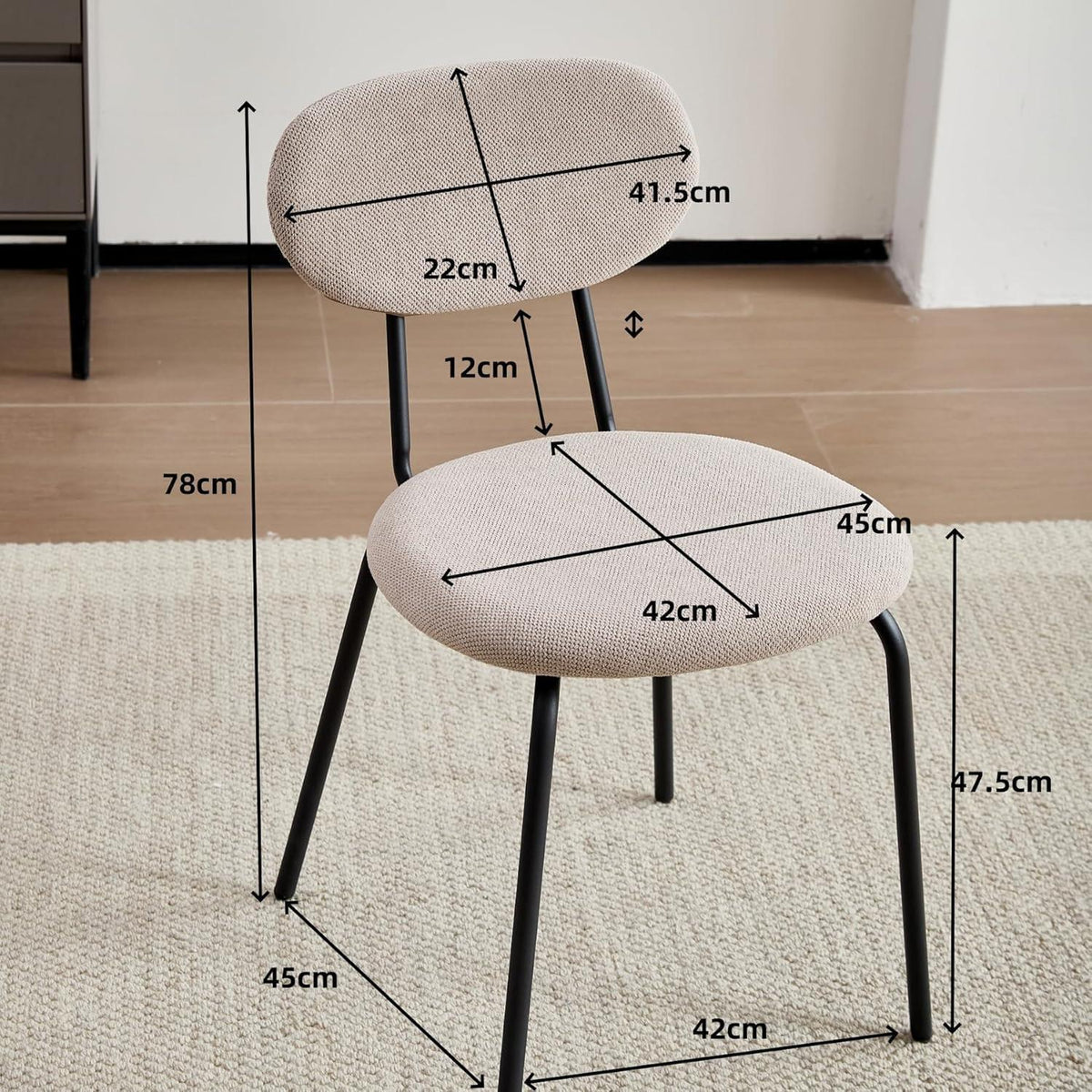 Moderner Esszimmerstuhl 4er-Set, Khaki, Stapelbar