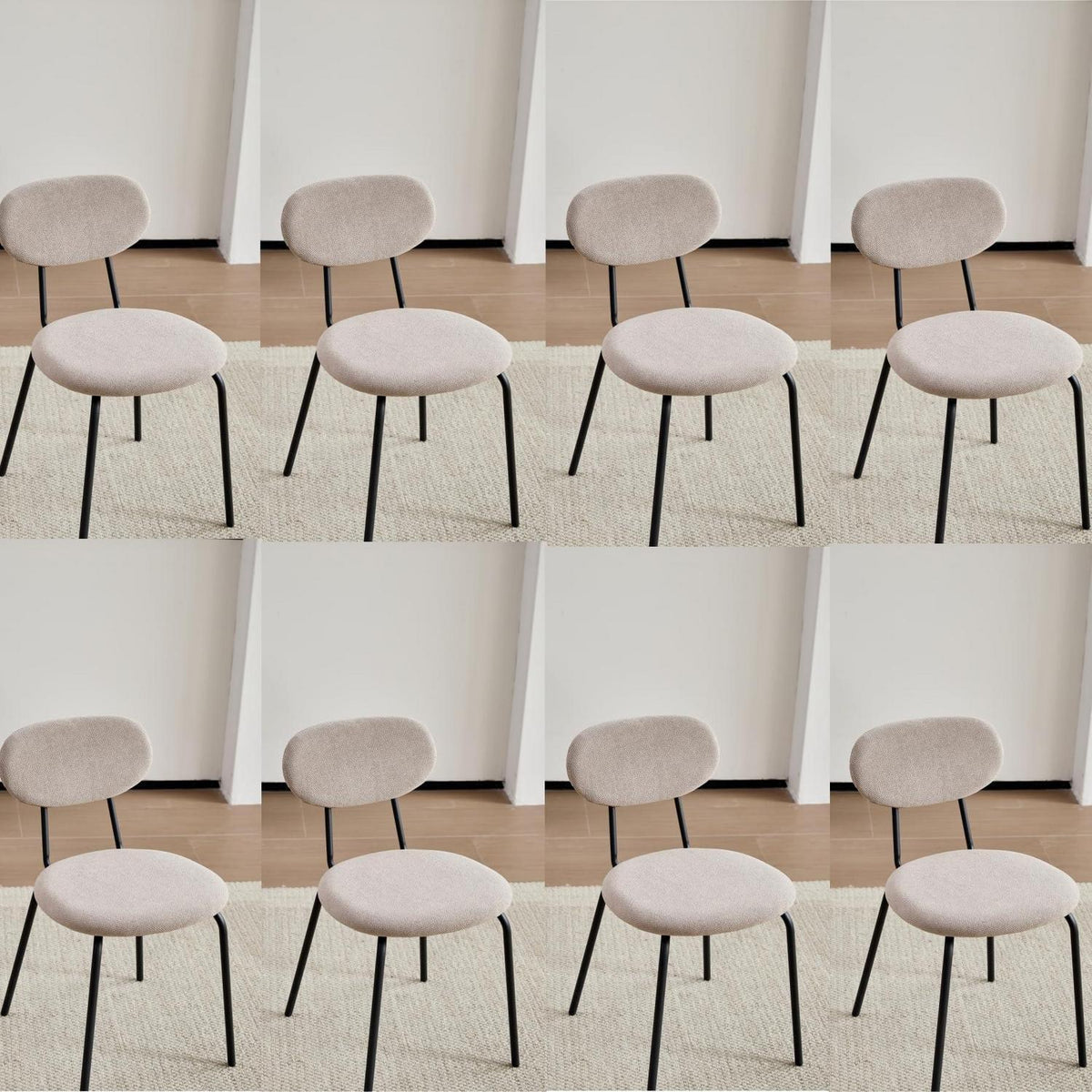 Moderner Esszimmerstuhl 8er Set – Gepolstert, Khaki