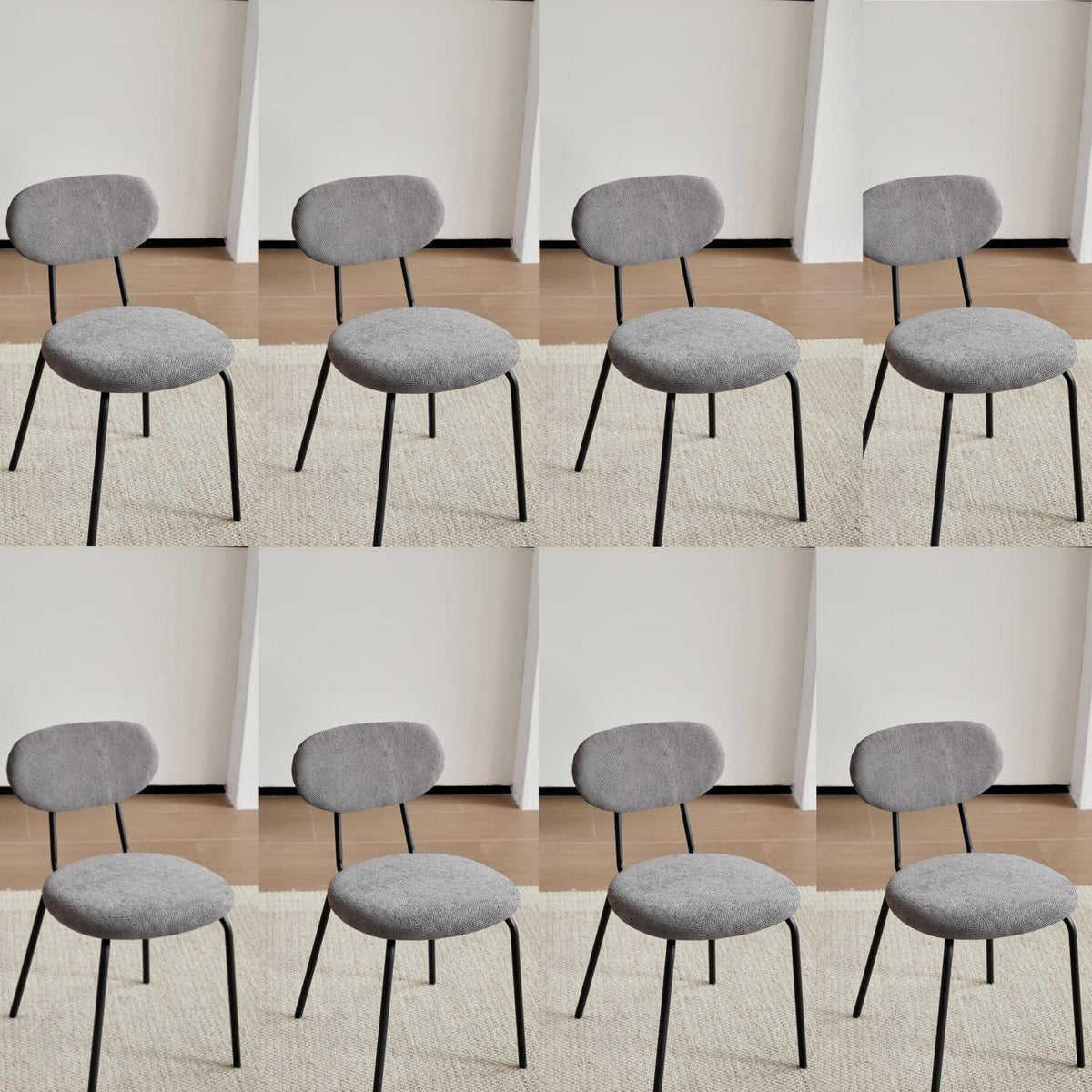 Moderner Esszimmerstuhl 8er Set – Dunkelgrau, Stapelbar