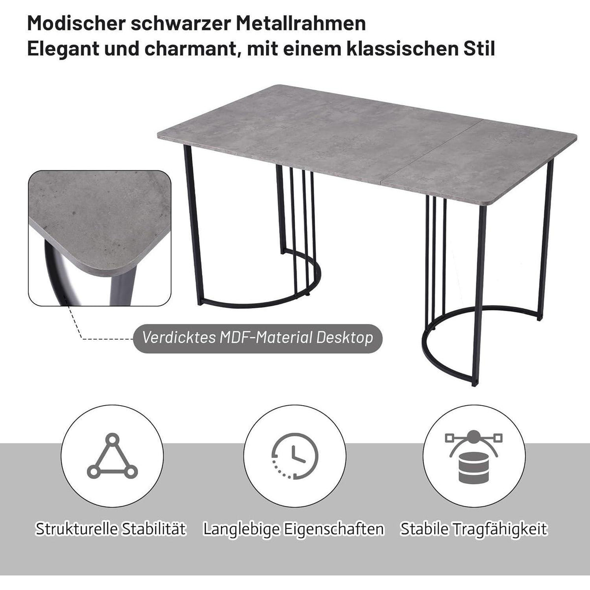 Moderne Essgruppe (5-tlg) mit Samtstühlen Grau & Schwarz