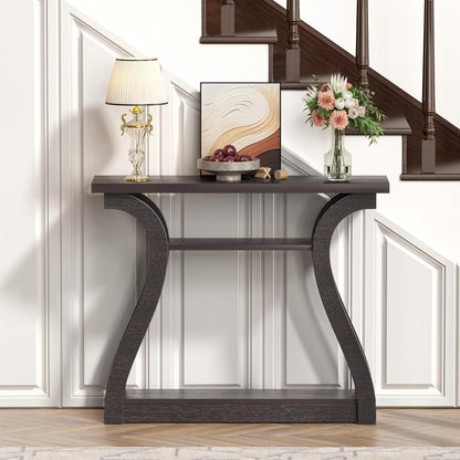 120cm Konsolentisch mit Regal – Cappuccino/Dunkelbraun