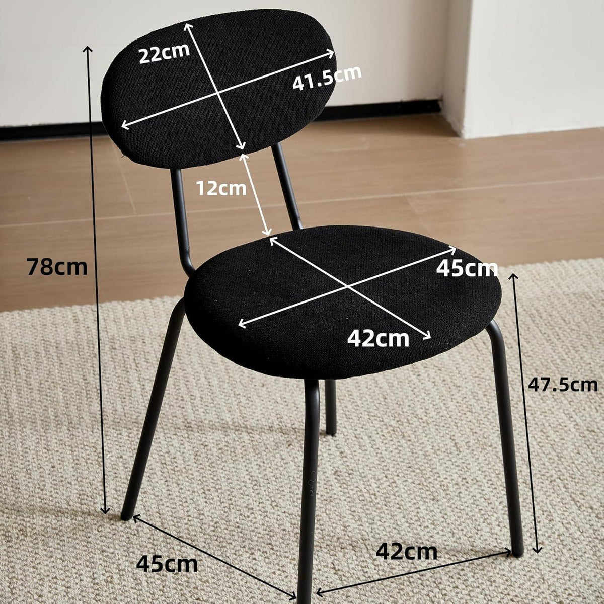 Moderner Esszimmerstuhl 6er Set, Stapelbar & Gepolstert