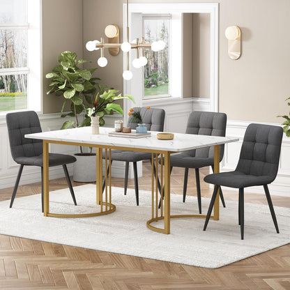 Moderne Essgruppe (5-tlg) | Esstisch mit 4 Leinenstühlen