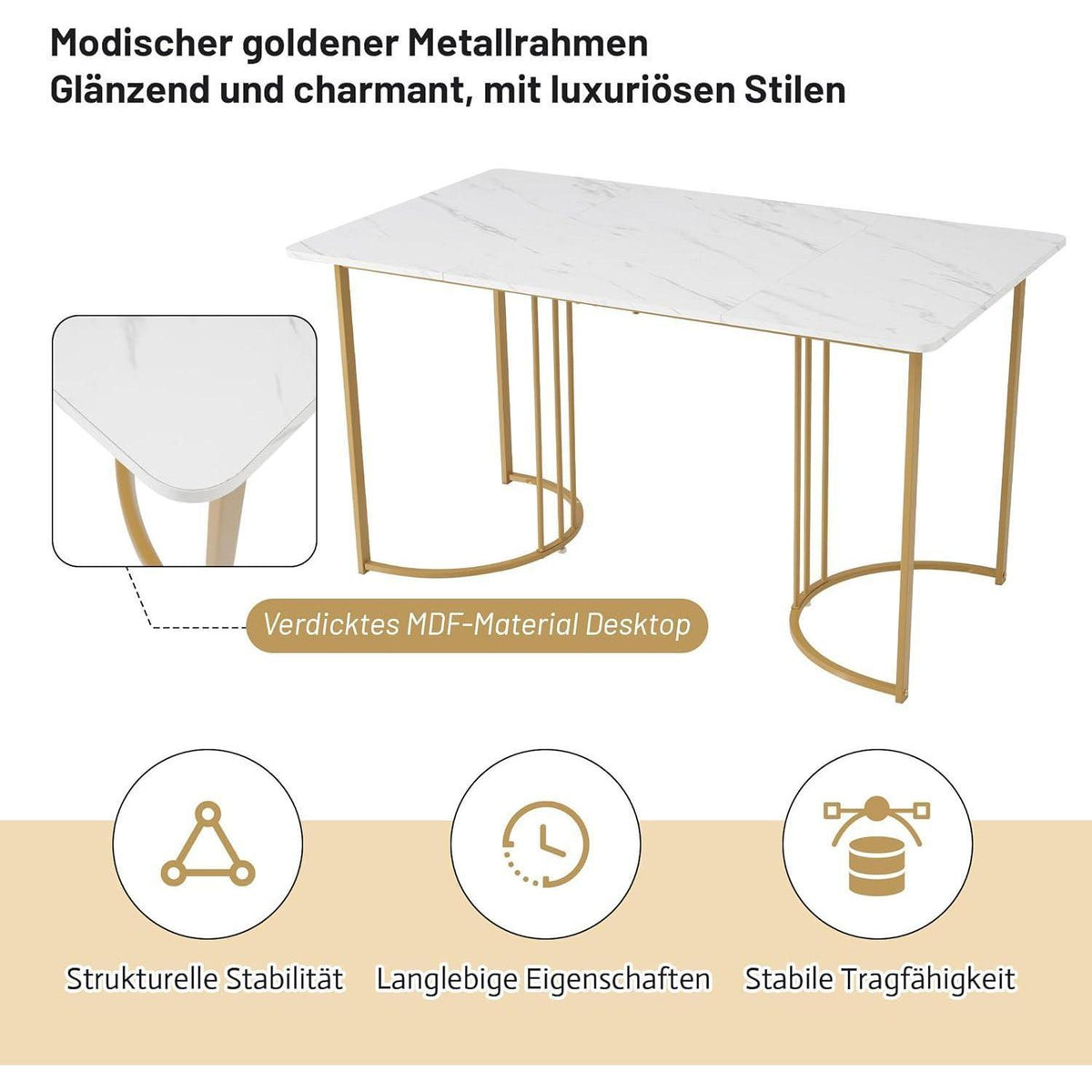 Moderne Essgruppe (5-tlg) | Esstisch mit 4 Leinenstühlen
