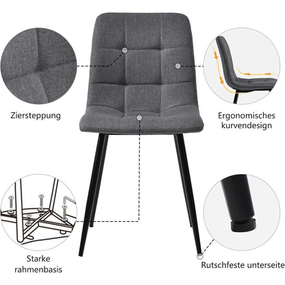 Moderne Essgruppe (5-tlg) | Esstisch mit 4 Leinenstühlen