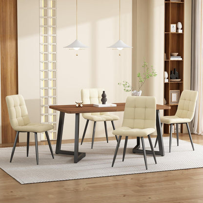 Essgruppe 5-tlg. Modern mit Walnuss Tisch & Samtstühlen