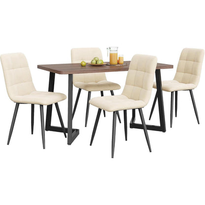 Essgruppe 5-tlg. Modern mit Walnuss Tisch & Samtstühlen