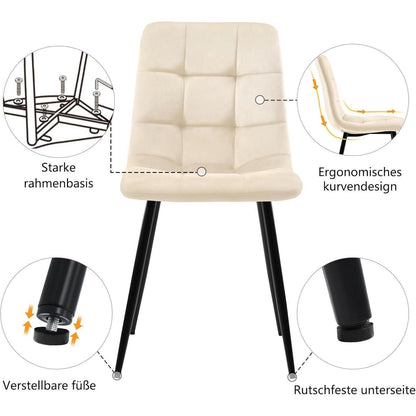 Essgruppe 5-tlg. Modern mit Walnuss Tisch & Samtstühlen