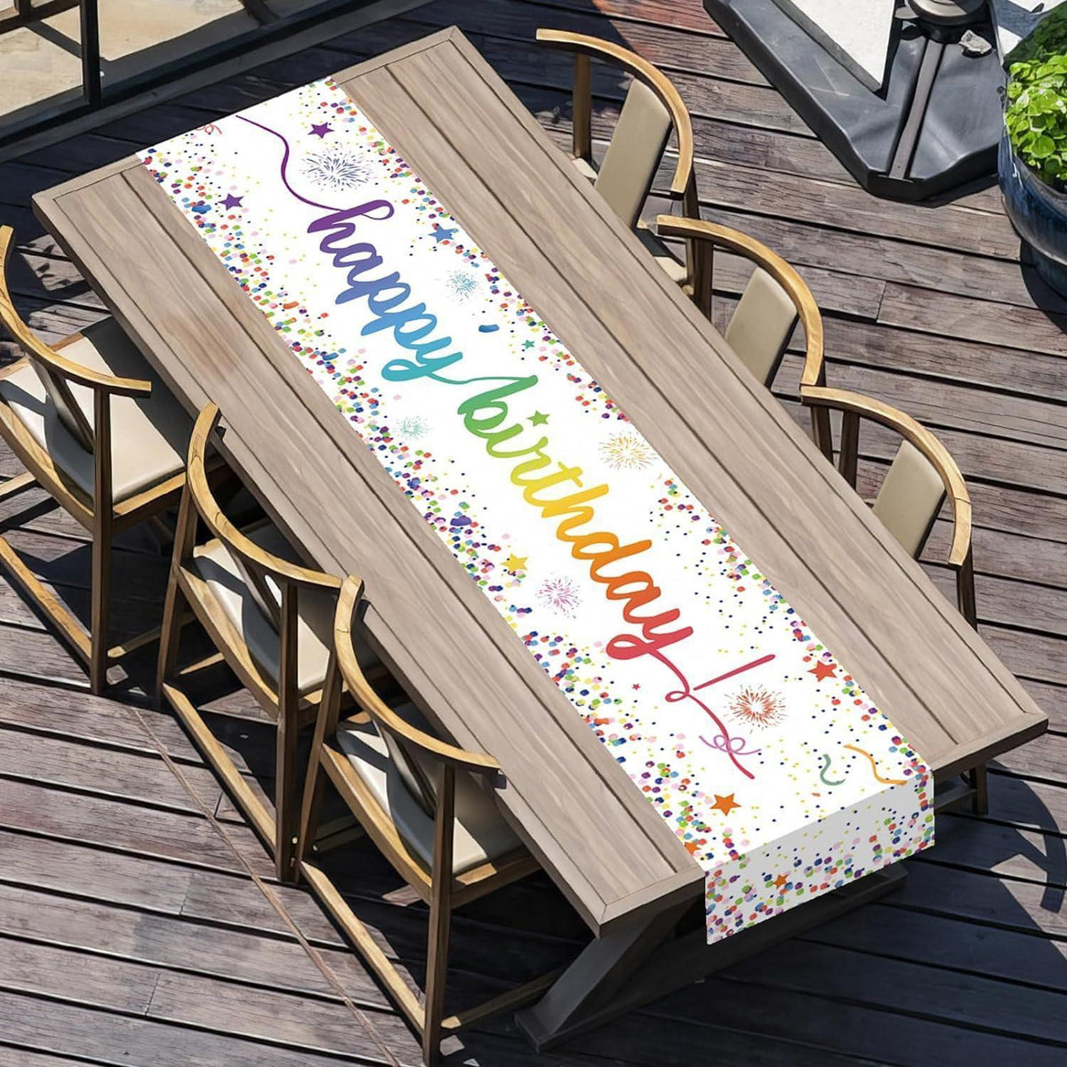 Geburtstag Tischläufer Konfetti Deko 180x35 cm Party Tischdecke