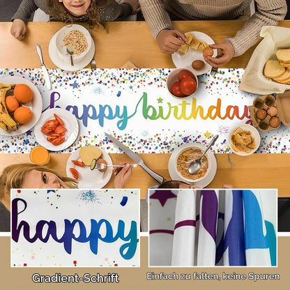 Geburtstag Tischläufer Konfetti Deko 180x35 cm Party Tischdecke