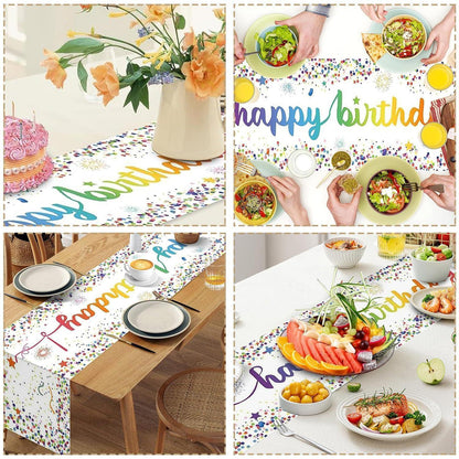 Geburtstag Tischläufer Konfetti Deko 180x35 cm Party Tischdecke