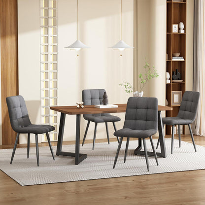 Essgruppe 5-tlg. Modernes Küchentisch-Set mit Leinenstühlen