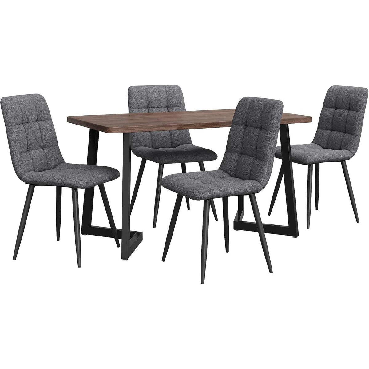 Essgruppe 5-tlg. Modernes Küchentisch-Set mit Leinenstühlen