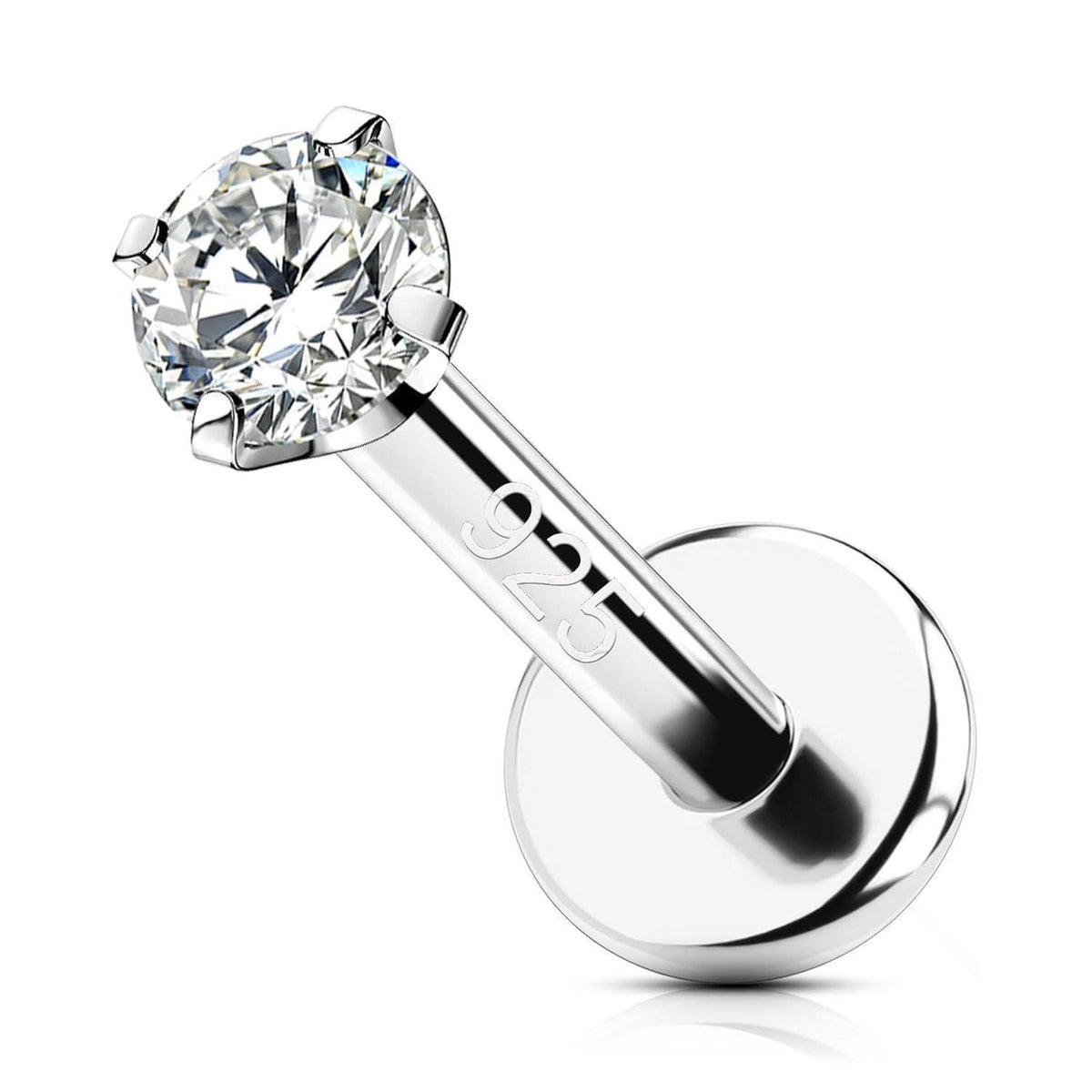 Helix Piercing 925 Silber 16G 6mm mit Zirkonia Innengewinde