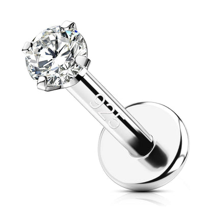 Helix Piercing 925 Silber 16G 6mm mit Zirkonia Innengewinde