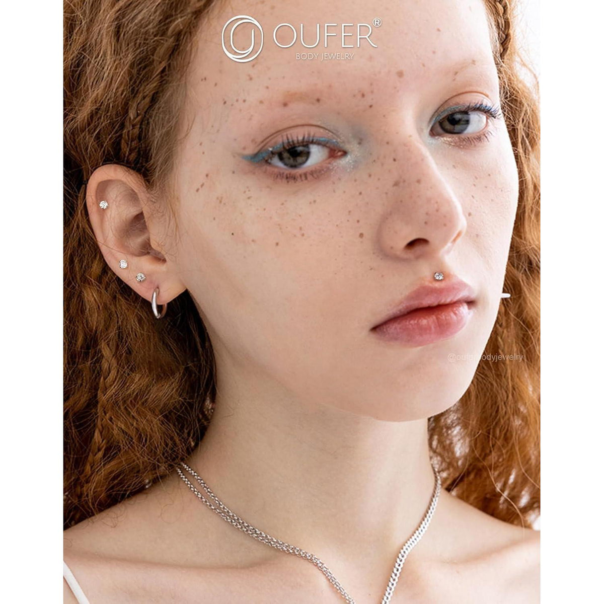 Helix Piercing 925 Silber 16G 6mm mit Zirkonia Innengewinde