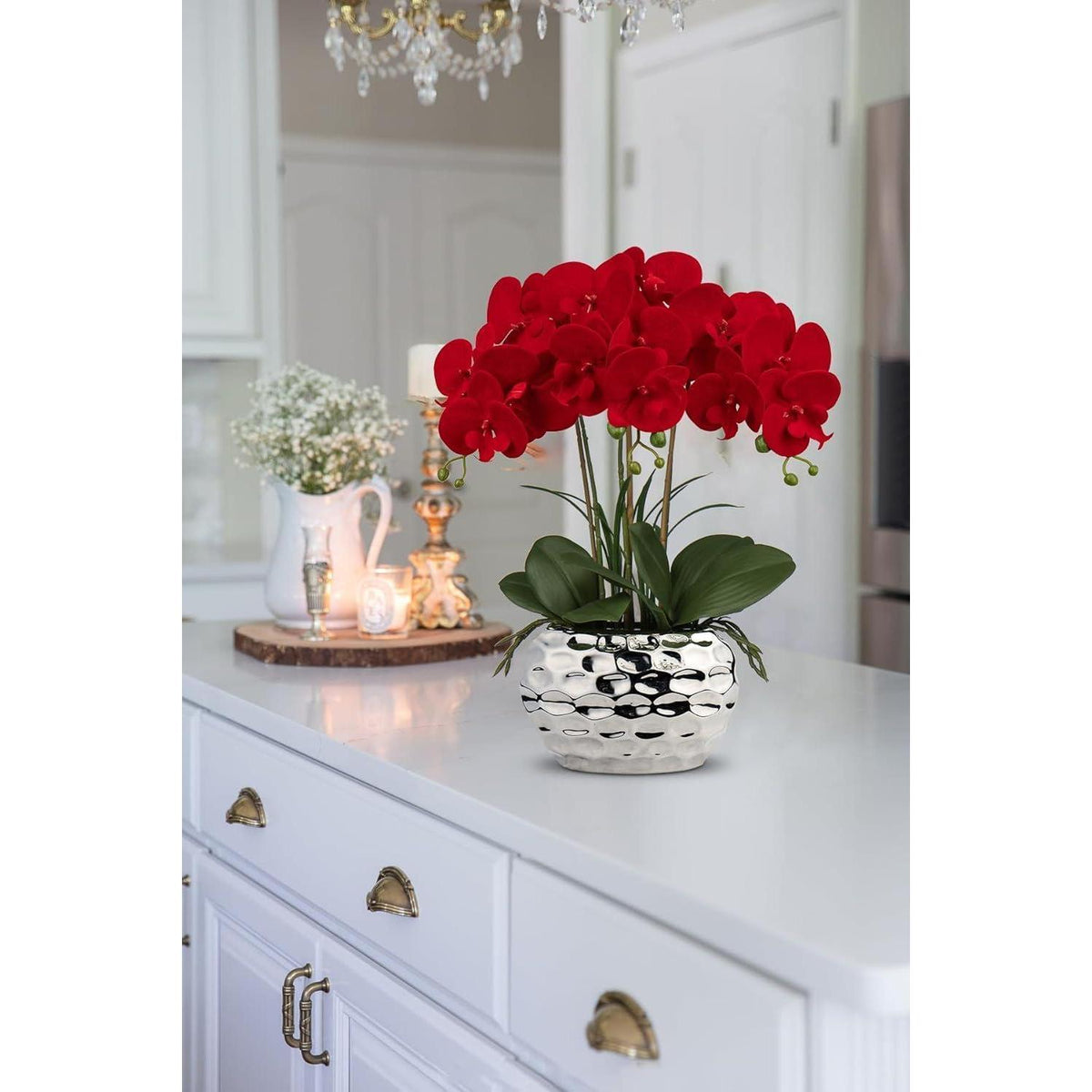 Kunstorchidee Phalaenopsis im Topf – Rot & Dekorativ