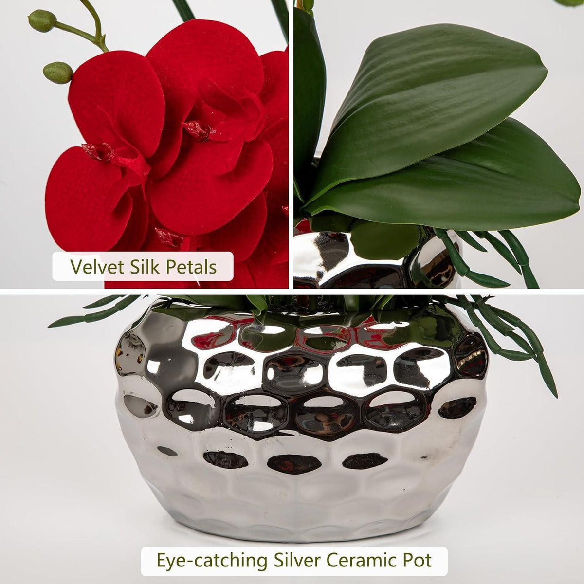 Kunstorchidee Phalaenopsis im Topf – Rot & Dekorativ