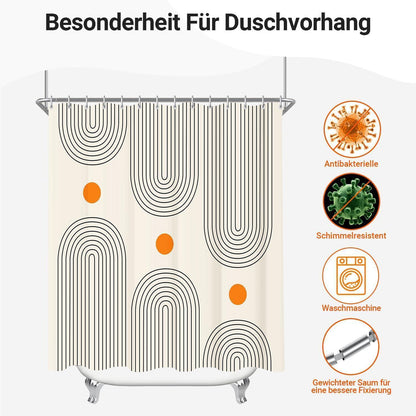 Duschvorhang Set Geometrische Kurve 120x200cm mit Haken
