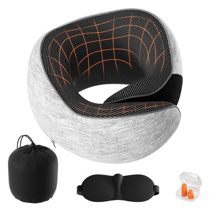 Reisekissen Memory Foam – Verstellbar, Grau mit Zubehör