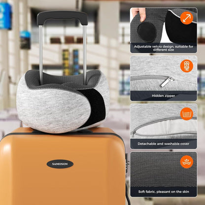 Reisekissen Memory Foam – Verstellbar, Grau mit Zubehör