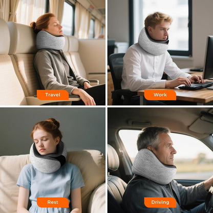 Reisekissen Memory Foam – Verstellbar, Grau mit Zubehör