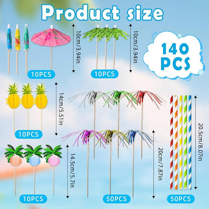Cocktail Deko Set 140 Teile – Party & Bar Zubehör für Sommer