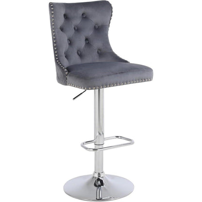 Samt Barhocker Set 4er – Höhenverstellbar, Grau