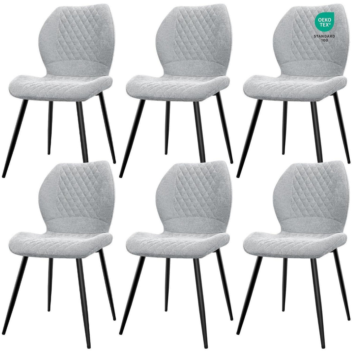 Gepolsterte Esszimmerstühle 6er Set Grau – Modern & Ergonomisch