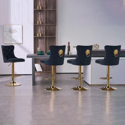 Samt Barhocker Set 4er – Höhenverstellbar, Modern & Elegant